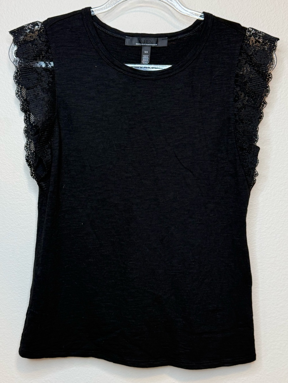 White House Black Market Black Lace-Sleeve Top XS - Picture 8 of 8